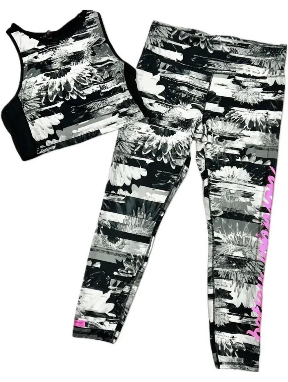 Betsey Johnson set Black/White 2-Piece Activewear Set top & Leggings